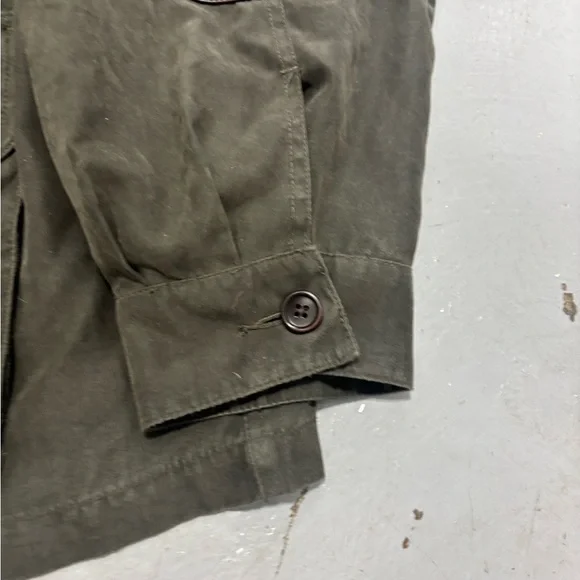 Orvis Dark Green Military Jacket with Brown Leather Details - Picture 5 of 10